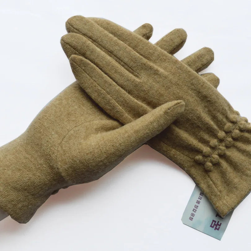 [BYSIFA] Winter Cashmere Wool Gloves Women New Soft Elegant Mittens Gloves Top Grade Thick Warm Touch Screen Ladies Gray Gloves