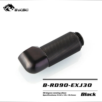 BYKSKI G1/4'' 90 Degree Rotary Fitting / Extend 15/20/25/30/35/40mm Water Cooling Adaptors Color Black
