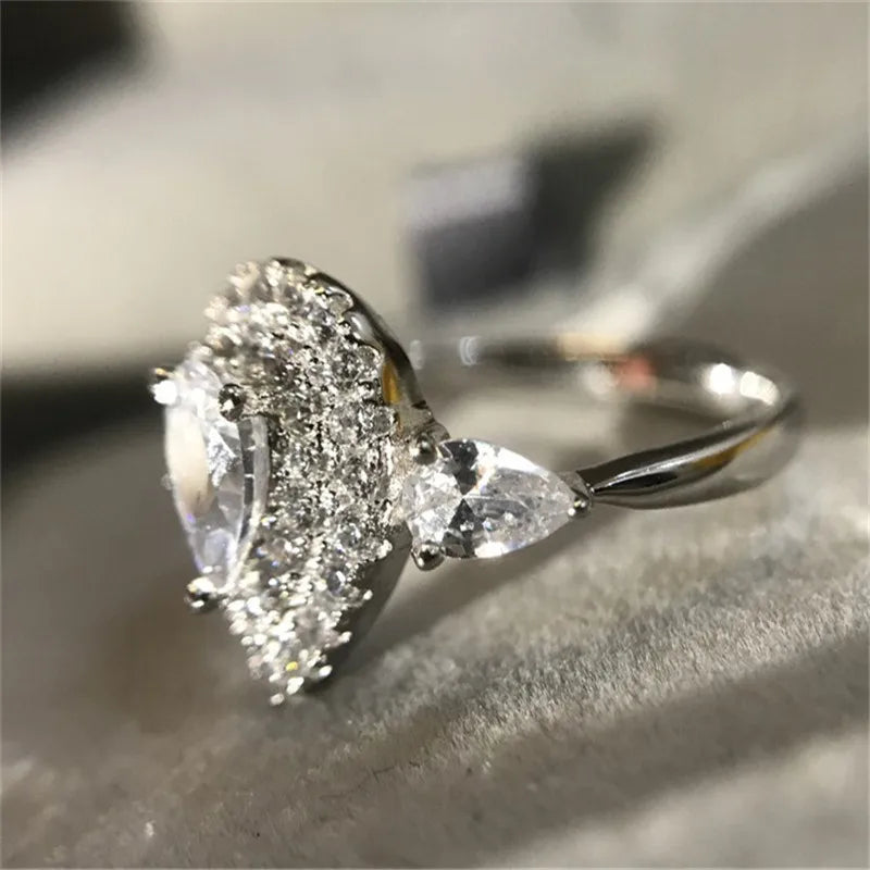CC Fine Jewelry Rings For Women Fashion Pink Water Drop Love Engagement Bride Wedding Gift Ring Anillo CC585