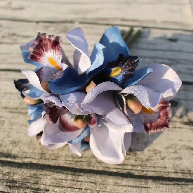7 head wedding decoration mariage Orchid artificial flower decorative silk voilet bridal bouquet home decoration accessories