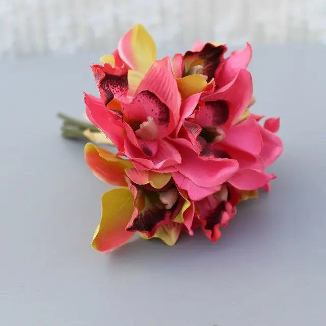 7 head wedding decoration mariage Orchid artificial flower decorative silk voilet bridal bouquet home decoration accessories
