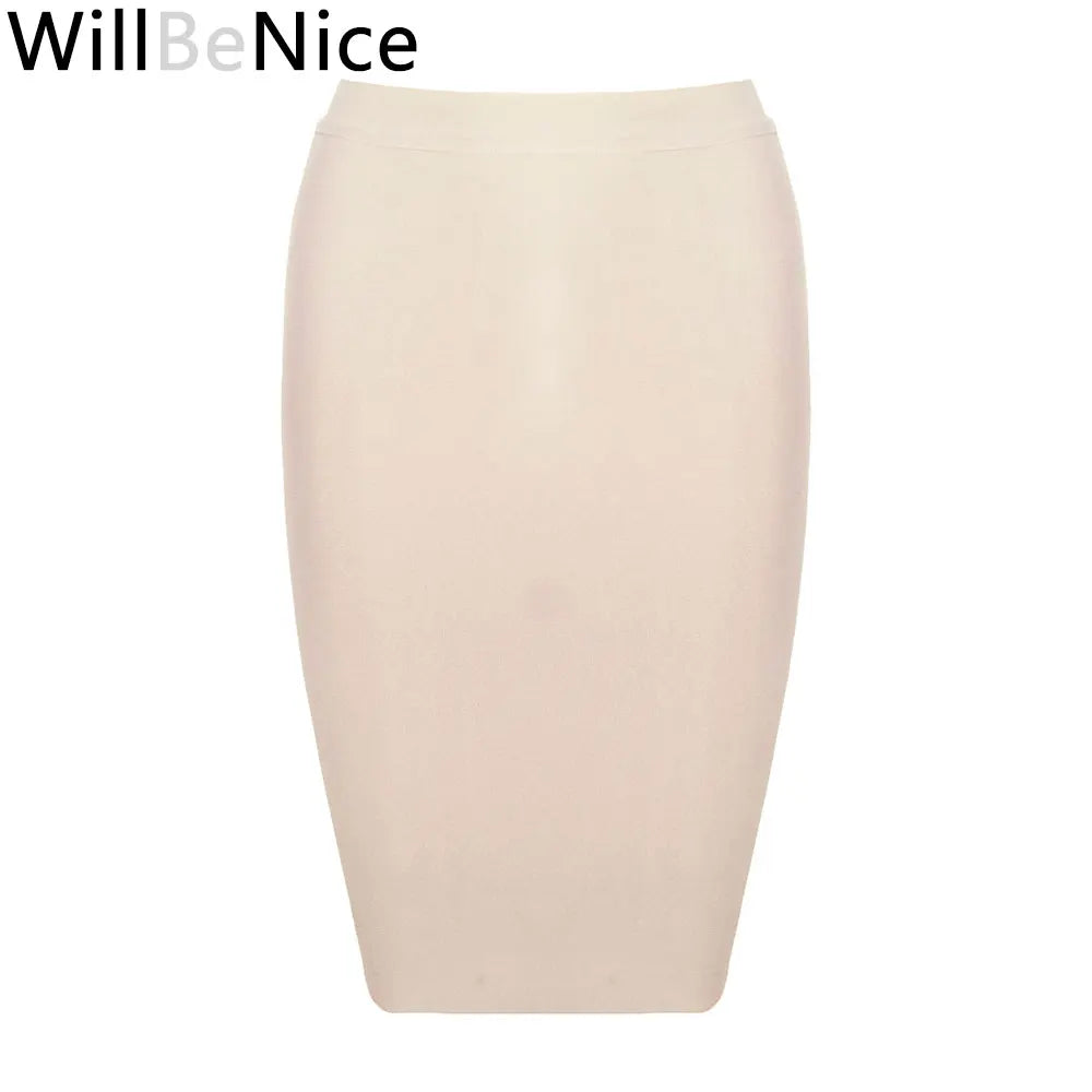 Willbenice Sexy Office Bandage Skirts Nude Purple White Bodycon Slim Womens Knee Length Hot Pink Fuchia Black Pencil Maxi Skirts