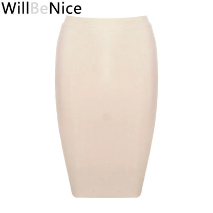 Willbenice Sexy Office Bandage Skirts Nude Purple White Bodycon Slim Womens Knee Length Hot Pink Fuchia Black Pencil Maxi Skirts