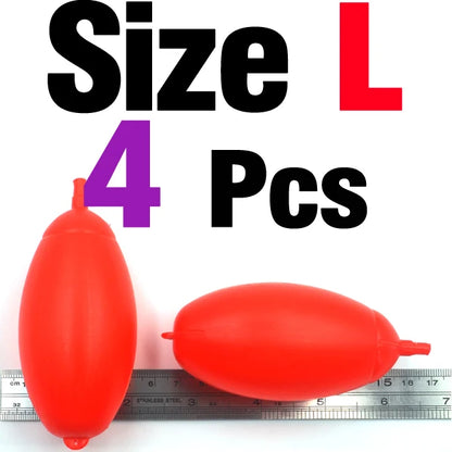 MNFT 4Pcs Red Big Belly Plastic Sea Fishing Floats With Hole Large Buoyancy Fishing Float Tackle Tool Size S L