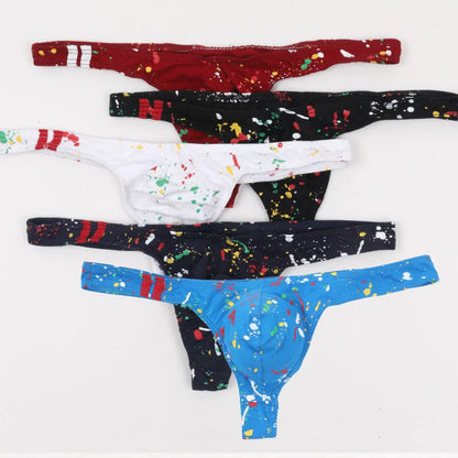 5 Mens Thongs and G Strings Sexy Printed Cotton Men's Underwear Penis Pouch Panties Men Bikini Briefs Jockstrap Men Cueca E-047