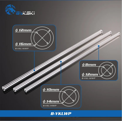 2pcs/Lots BYKSKI PMMA / PETG Hard Tube ( OD12mm / OD14mm / OD16mm ) + 2mm Thickness + 50cm Length Transparent Rigid Pipe