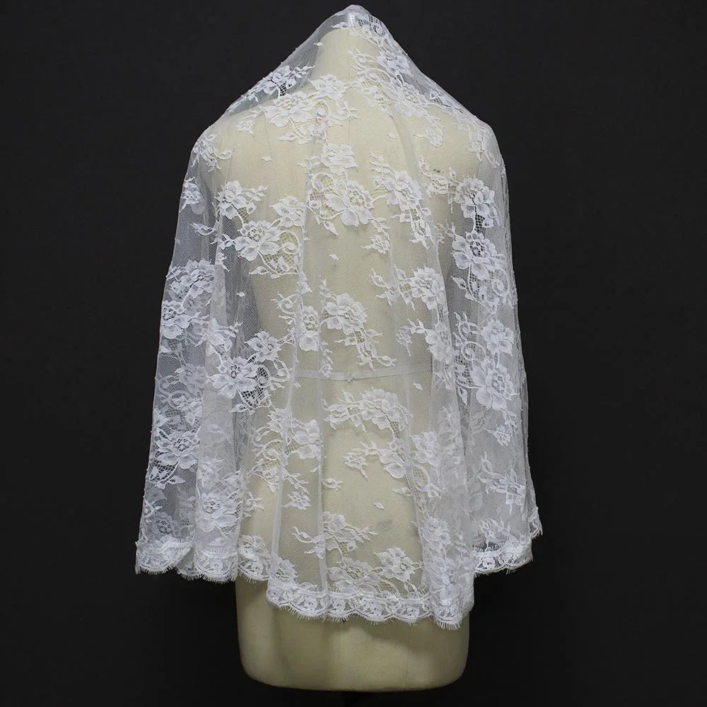 No Comb Mantilla Veil Lace Short Wedding Veil Elegant Customized One Layer Bridal Veil WITHOUT Comb Voile Mariage Accessories