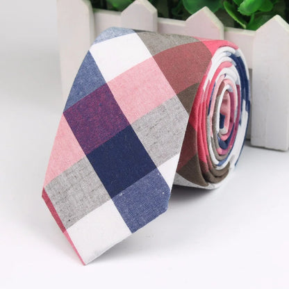 Fashion Tie Classic Men's Plaid Necktie Casual Tartan Suit Bowknots Ties Male Cotton Skinny Slim Ties Colourful Cravat