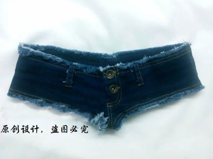 Sexy Low Waist Sexy Jeans Shorts Micro Mini Shorts Crotch Thong Detail Jeans Super Sexy Tight Temptation Erotic Clubwear