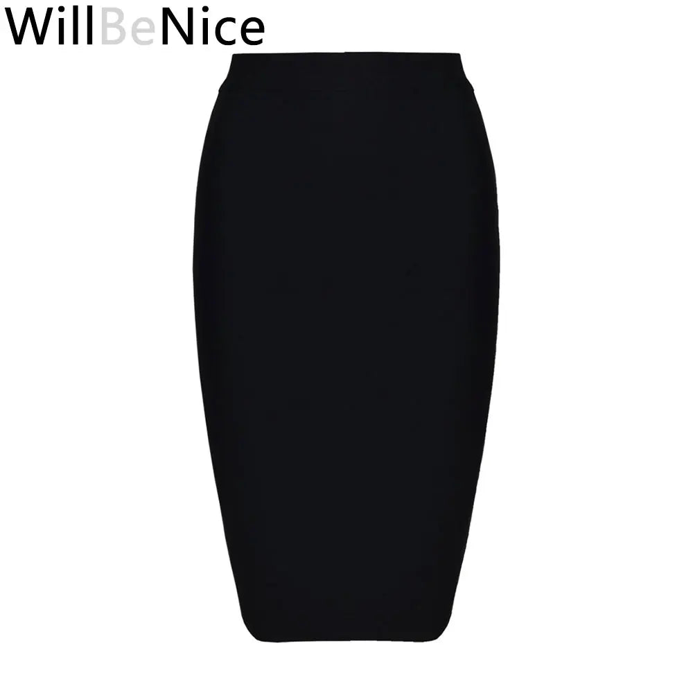 Willbenice Sexy Office Bandage Skirts Nude Purple White Bodycon Slim Womens Knee Length Hot Pink Fuchia Black Pencil Maxi Skirts