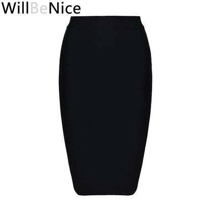Willbenice Sexy Office Bandage Skirts Nude Purple White Bodycon Slim Womens Knee Length Hot Pink Fuchia Black Pencil Maxi Skirts