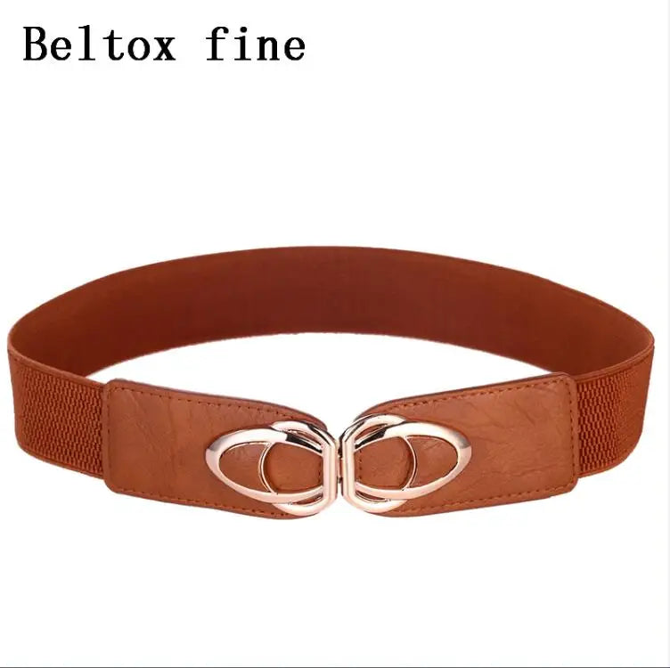 Women's Elastic Stretch Belt with Clasp Alloy Buckle Waist Cinching Waistband Fashion Waist Cinch 4.0cm Wide