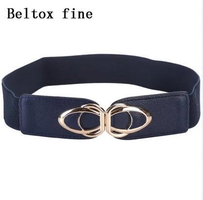 Women's Elastic Stretch Belt with Clasp Alloy Buckle Waist Cinching Waistband Fashion Waist Cinch 4.0cm Wide