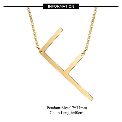 Large Initial Necklace 100% Stainless Steel Jewelry Big Letter Necklace A-Z Gold Color Necklace Monogram Necklace Gifts
