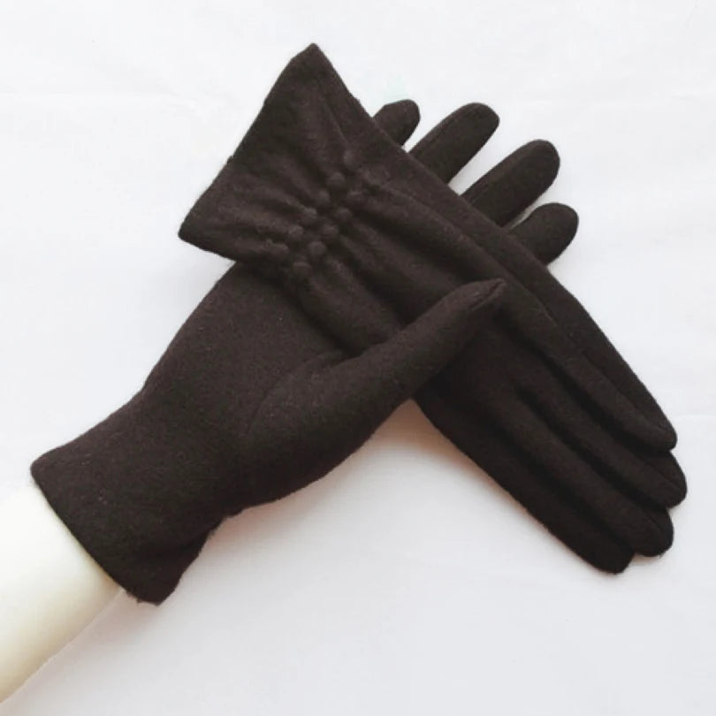 [BYSIFA] Winter Cashmere Wool Gloves Women New Soft Elegant Mittens Gloves Top Grade Thick Warm Touch Screen Ladies Gray Gloves