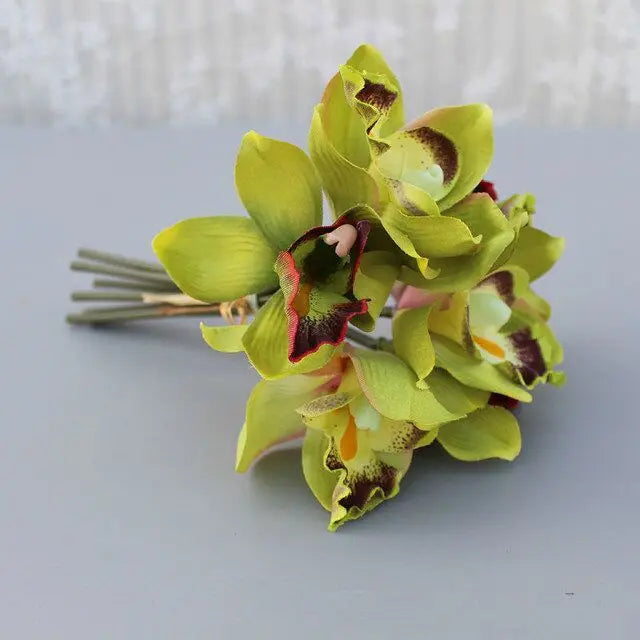 7 head wedding decoration mariage Orchid artificial flower decorative silk voilet bridal bouquet home decoration accessories