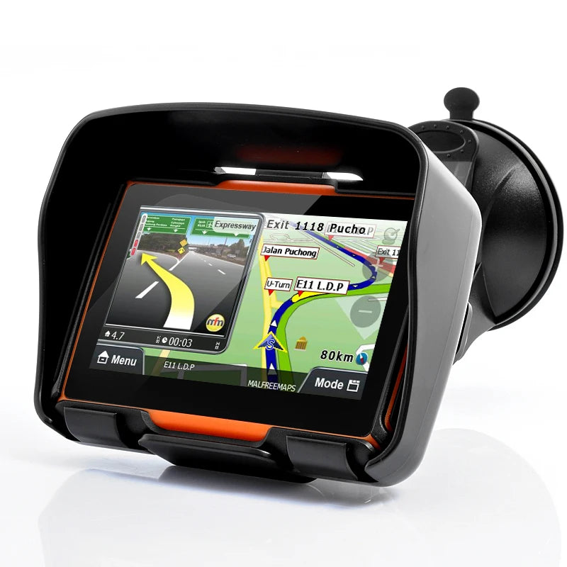 2026 Car Motorcycle GPS Navigation 4.3" Touch IPX7 Waterproof with Bluetooth FM AVIN built in 8GB Free Install Map