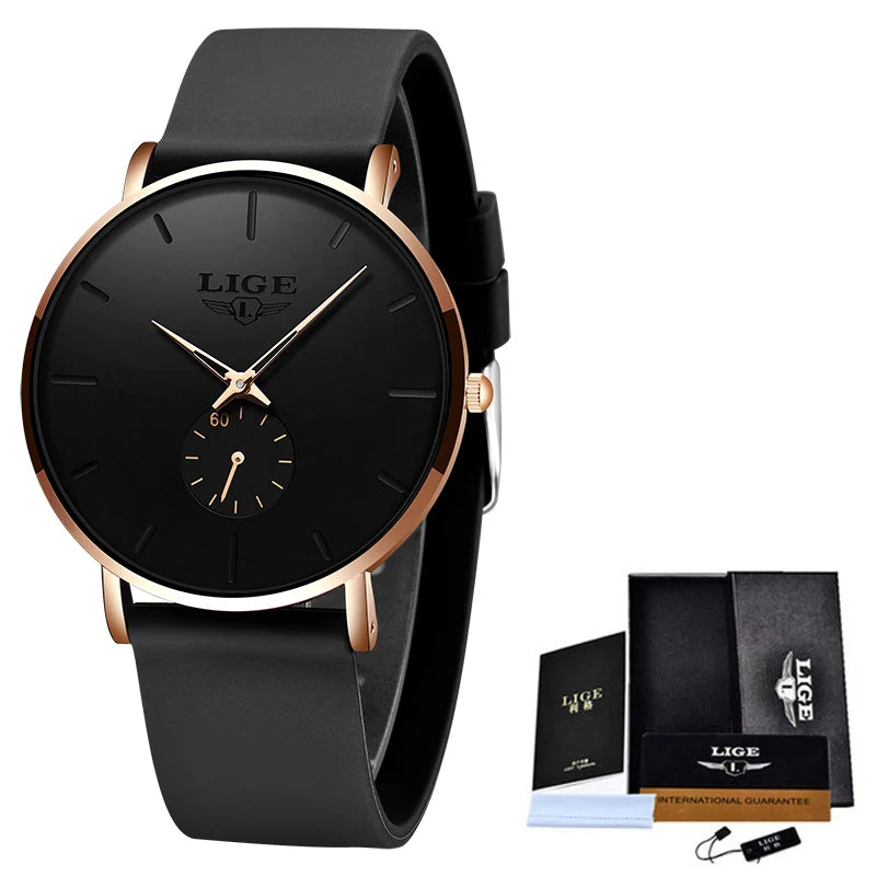 LIGE  LG10006 40mm Fashion Simple Watch for Men Women Analog Quartz Wrist Watches Silicone Waterproof Watches Sports Watches