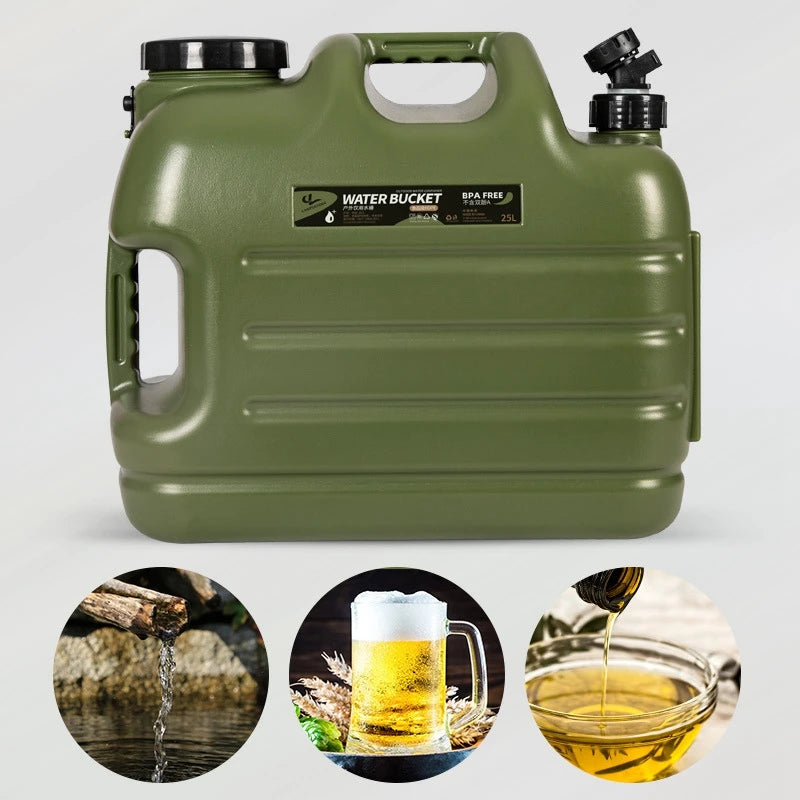 Desert&Fox Water Container with Spigot 10L/18L/25L PE Water Storage Carrier Portable Green Bucket for Camping Hiking Picnic