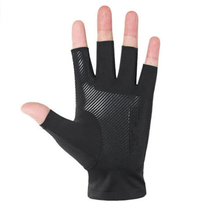 1pair Fishing Gloves Men And Women Half Fingers Ice silk Gloves Outdoor Gloves Summer Sunscreen Non-slip Gloves Sunscreen Gloves