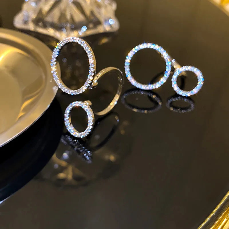 Simple Delicate Small And Big Round Circle Rings For Women New Fashion Jewelry Resizable Bijoux
