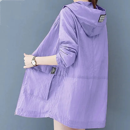 Loose Size 6XL Sun Protection Clothing Women's 2024 Summer Korean Anti-Purple Line Ultra Thin breathable Jacket Mother Top