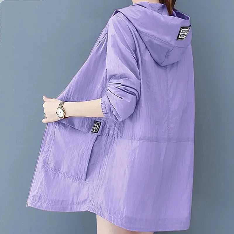 Loose Size 6XL Sun Protection Clothing Women's 2024 Summer Korean Anti-Purple Line Ultra Thin breathable Jacket Mother Top