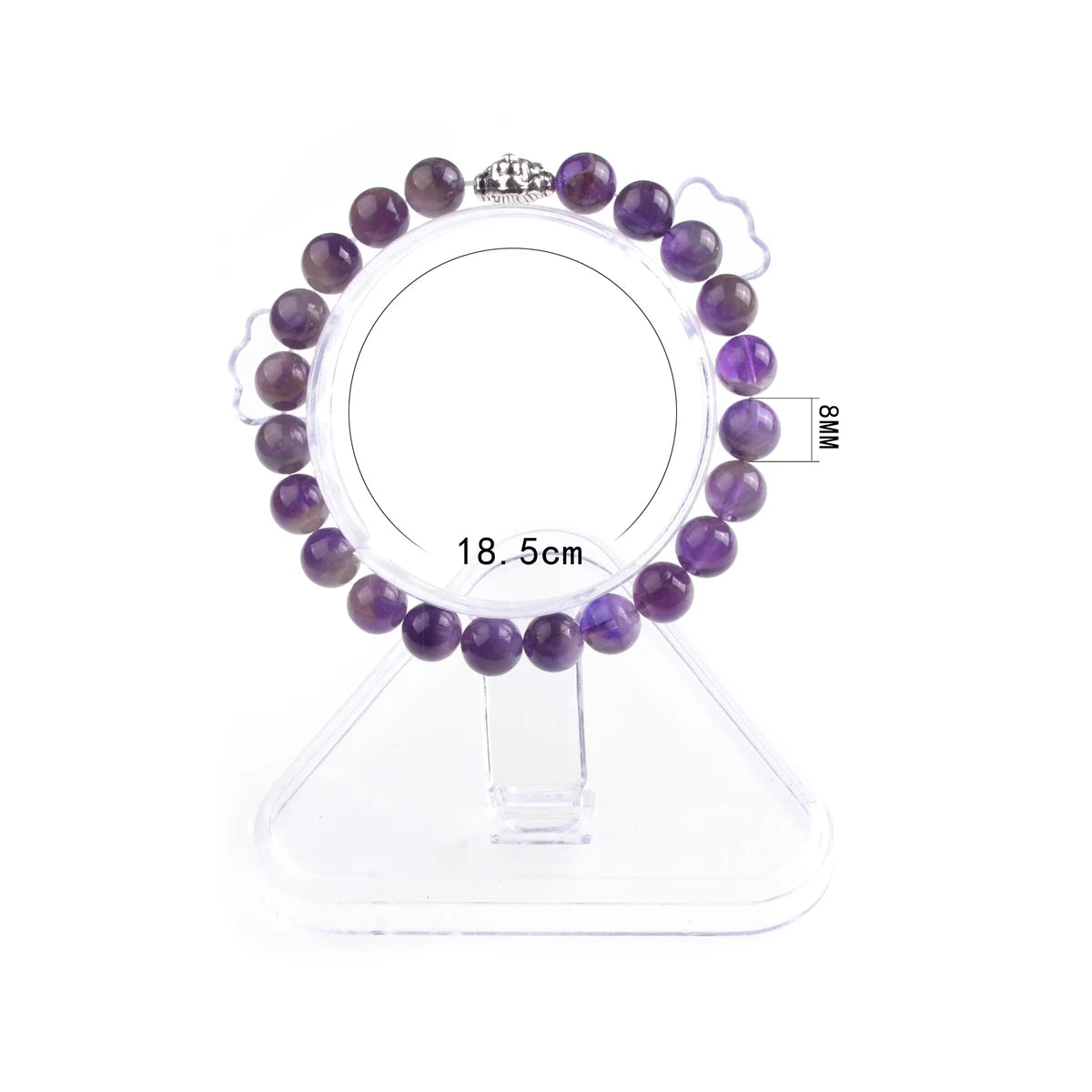 Silver Lion Head Gemstone Beads Stretch Bracelet for Women Men Handmade Crystal Beaded Elastic Healing Power Stone Jewelry