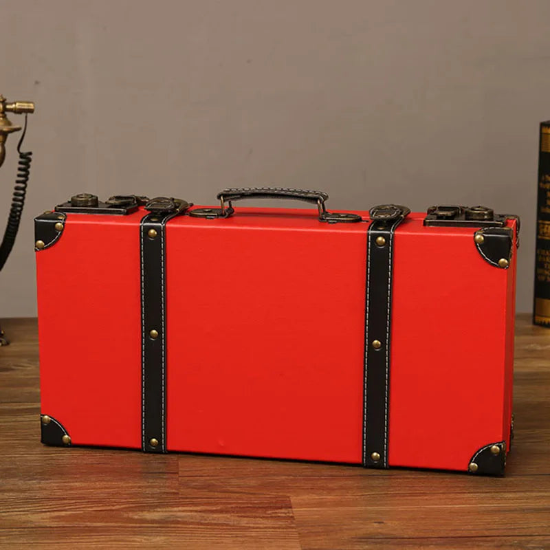 Luxury Vintage Trunk Travel Hand Big Suitcases Leather Luggage Under Bed Clothing Organizer Storage Box Antique Bin Customized