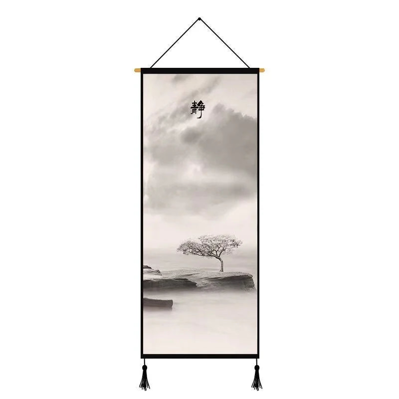 Chinese Landscape Decorative Painting Living Room Tapestry Wall Art Home Decor Canvas Poster Background Scroll Wall Paintings
