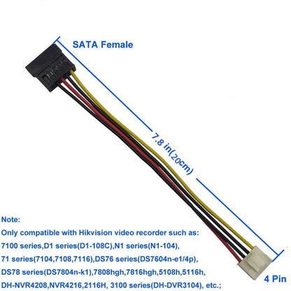 Angitu Hikvison Video Sata Power Adapter 4pin to Sata Female/2*sata 15 Pin HDD Cables Hikvision DAHUA Mini VCR IP Camera CCTV