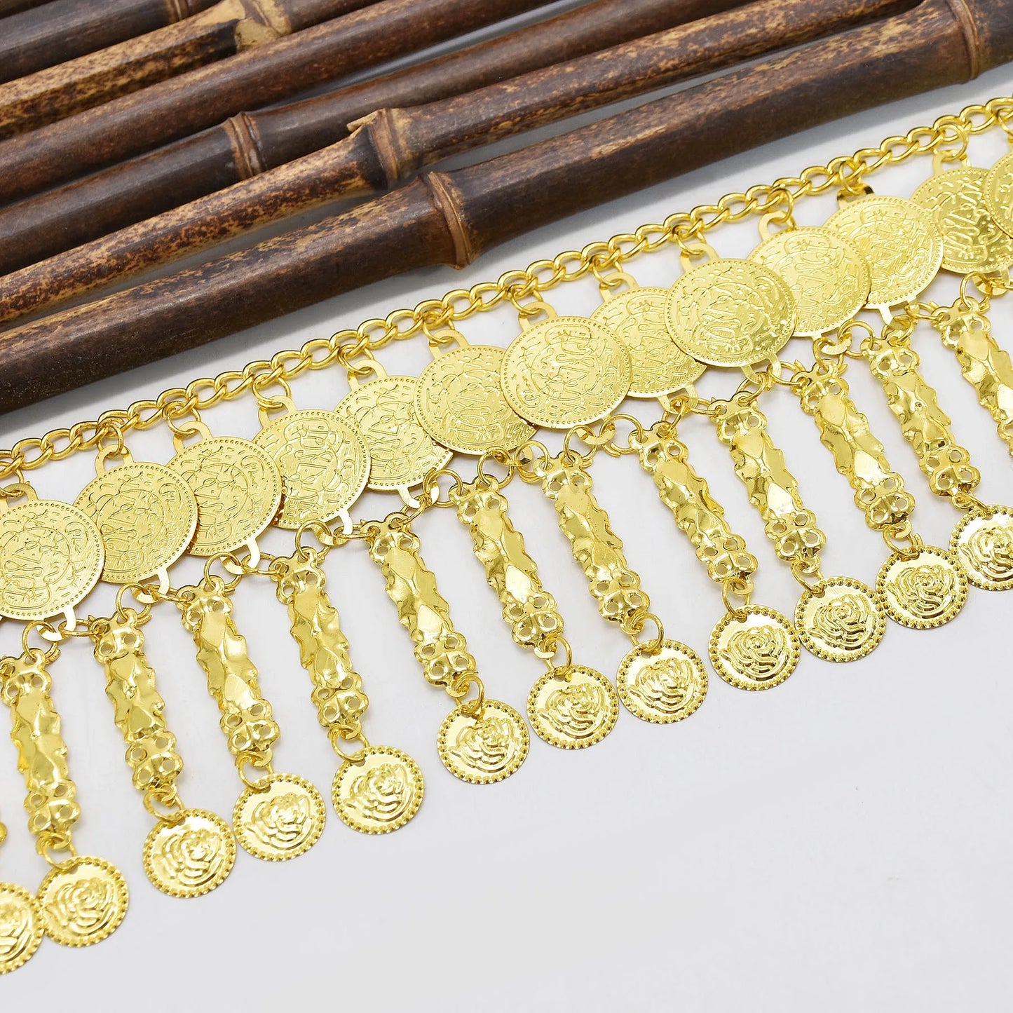 Indian Coin Belly Waist Body Chains for Women Female Gold Alloy Long Tassel Dance Dress Belt Wedding Party Metal Jewelry