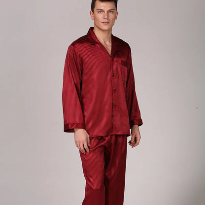 Sleepwear Men Black Nightwear Long Sleeve Pajamas Sleeping Suit for Men Housewear Silk Pajamas for Men Sleepwear Mens Pajama Set