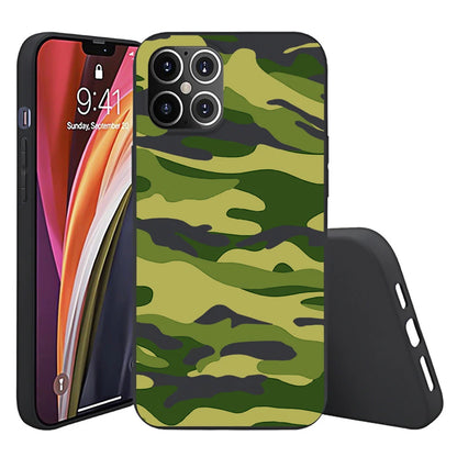 Luxury Green Camouflage TPU Mobile Phone Case for iPhone 13 PRO MAX Soft Matte Finish Shockproof PC Material Packaged