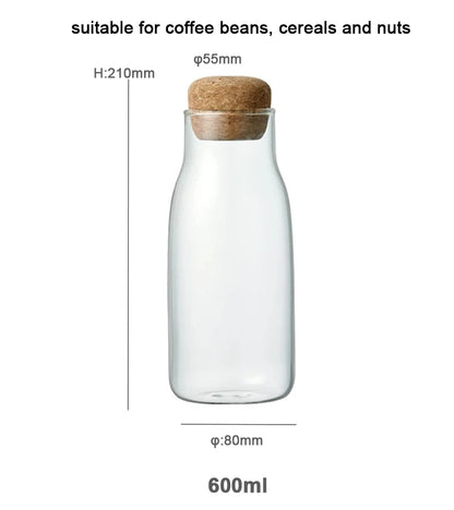 Glass seal jar transparent  coffee storage jar cork household glass tea Kitchen jar Glass sealed tank glass food storage jars