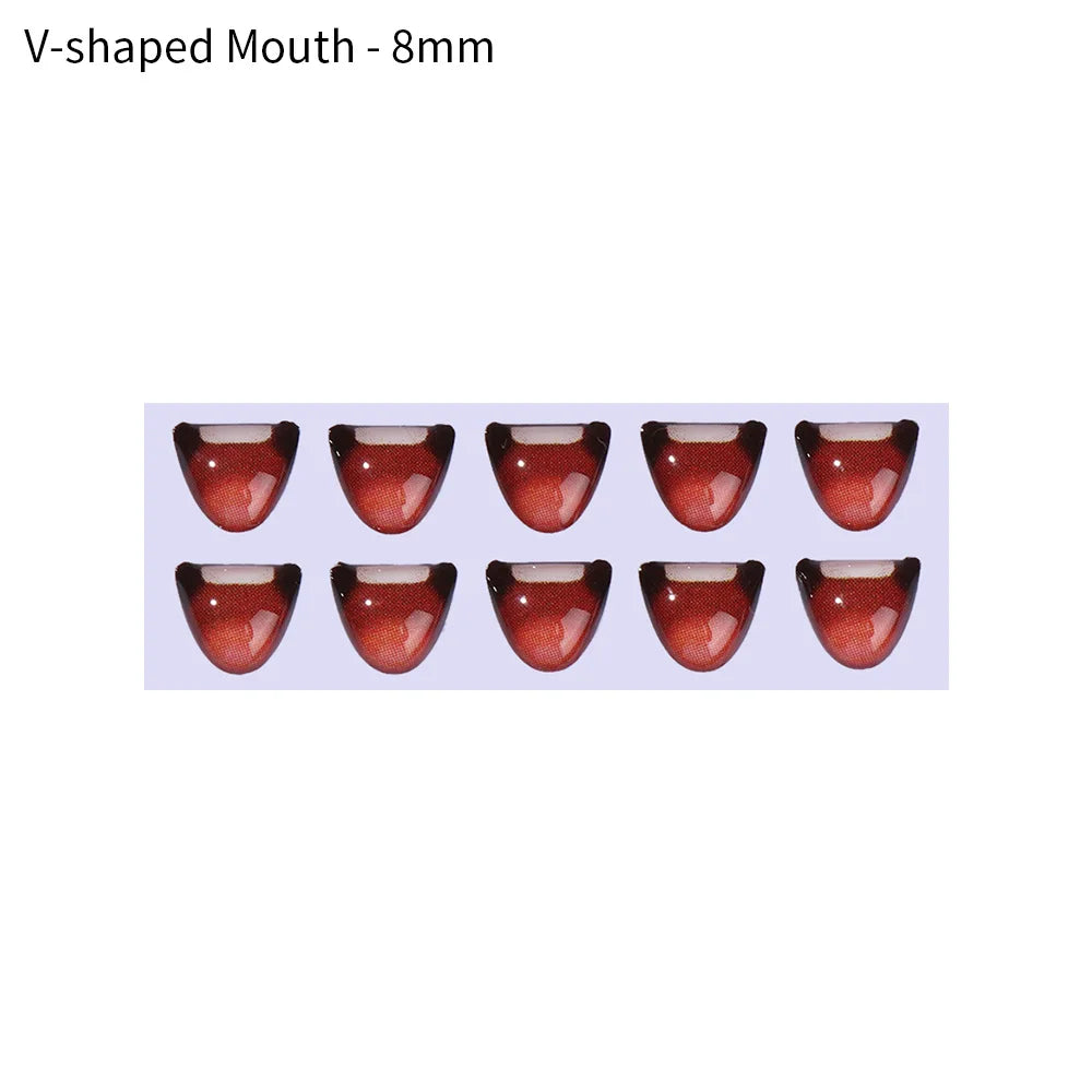 10pcs Cute Cartoon Mouth Stickers DIY Toys Doll Mouth Accessories Glass Crystal Anime Figurine Doll Face Organ Paster Decals