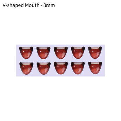 10pcs Cute Cartoon Mouth Stickers DIY Toys Doll Mouth Accessories Glass Crystal Anime Figurine Doll Face Organ Paster Decals
