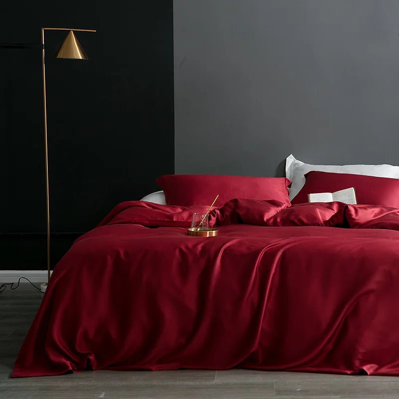 Natural Silk Duvet Cover Solid Color Quilt Cover High-Grade Single Double King Size Comforter Bedding Cover