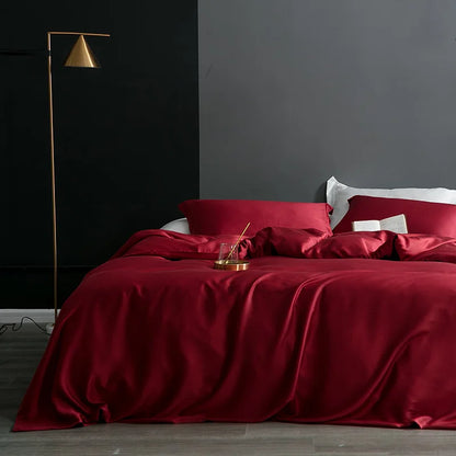 Natural Silk Duvet Cover Solid Color Quilt Cover High-Grade Single Double King Size Comforter Bedding Cover
