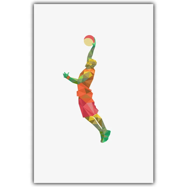 Decorative Canvas Painting Poster Geometric Athlete Wall Art Picture Home Decor