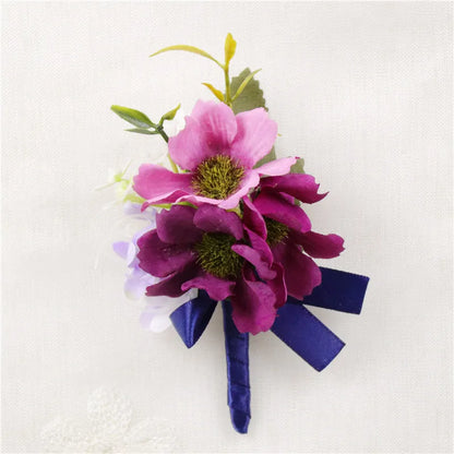 Lovegrace Wedding Rose Flower Boutonniere Rose Red Buttonhole Bridesmaid Wrist Corsage Bracelet Silk Flower Marriage Boutonniere