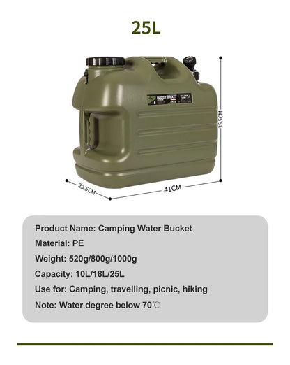 Desert&Fox Water Container with Spigot 10L/18L/25L PE Water Storage Carrier Portable Green Bucket for Camping Hiking Picnic