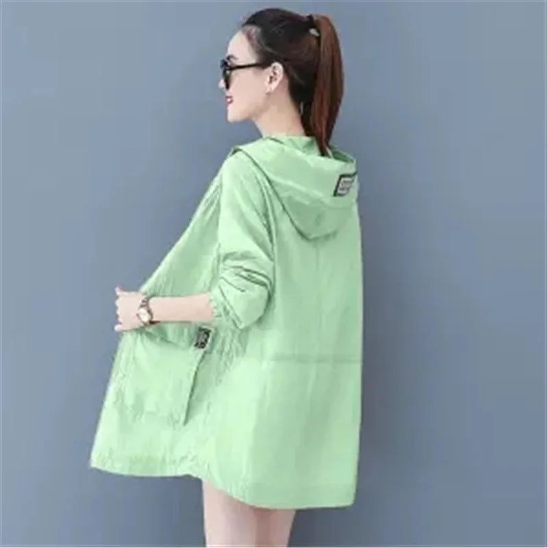 Loose Size 6XL Sun Protection Clothing Women's 2024 Summer Korean Anti-Purple Line Ultra Thin breathable Jacket Mother Top