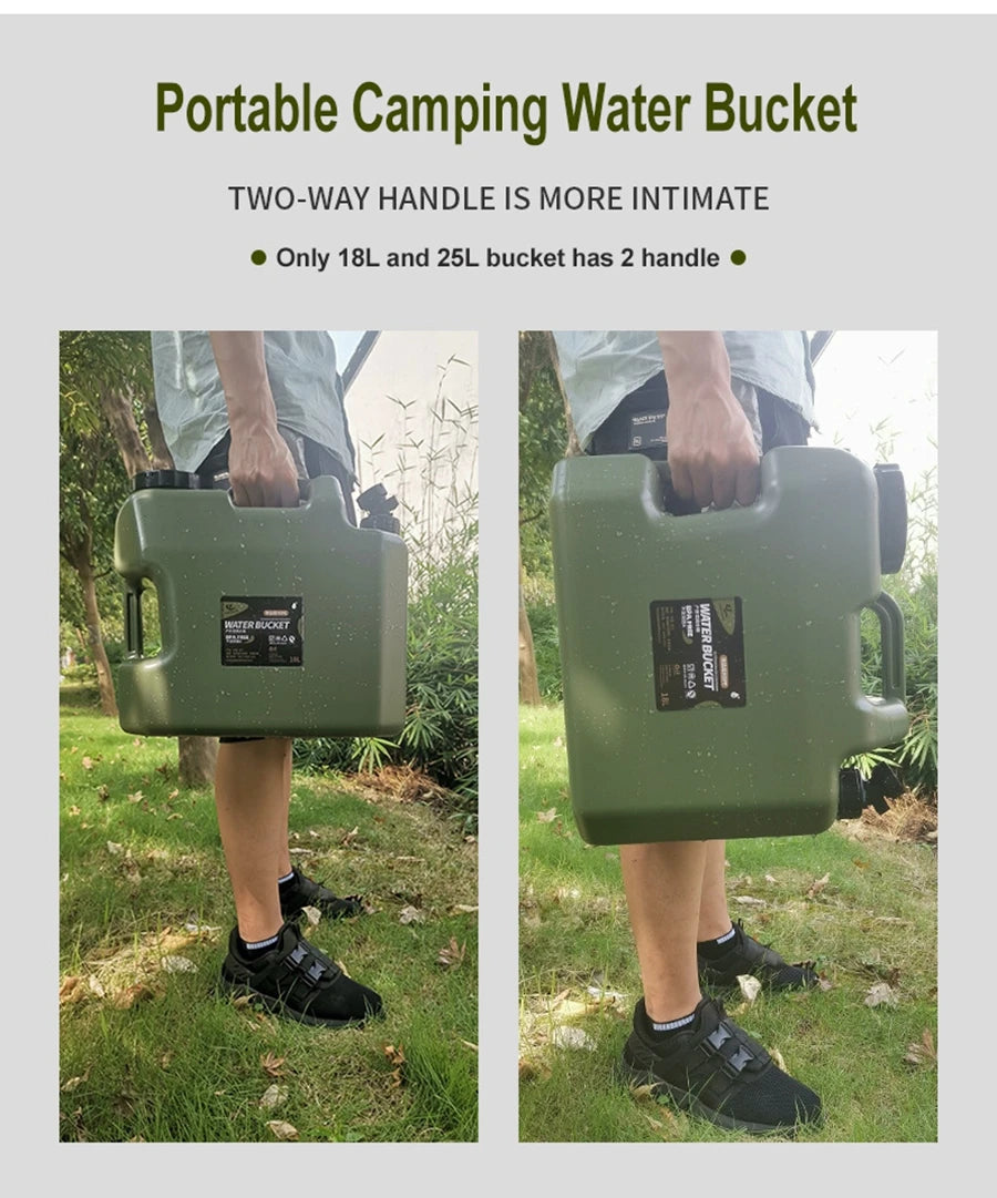 Desert&Fox Water Container with Spigot 10L/18L/25L PE Water Storage Carrier Portable Green Bucket for Camping Hiking Picnic