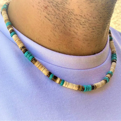 African Necklace Beaded necklace lava stone diffuser necklace Surfer necklace Mens coconut necklace