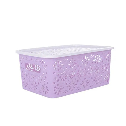Storage Plastic Basket Baskets Box Bins Stackable Kitchen Hollow Organizer Drawer Out Shelf Desktop Lid Adjustable Coloured