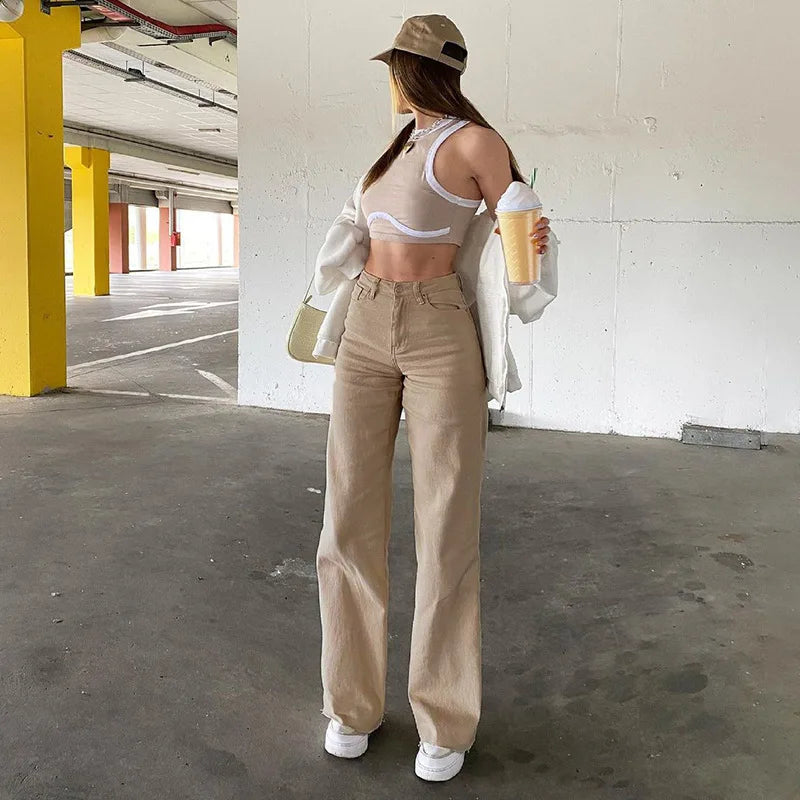 Fashion Loose y2k Jeans Women High Waist Stretch Wide Leg Femme Trousers Casual Comfort Denim Mom Pants 2021 Washed Jean Pants