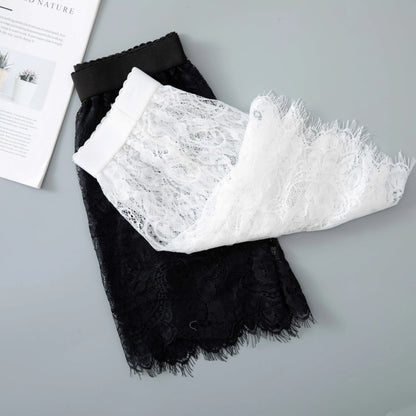 Shirt Extender Women Sexy Mesh Lace Transparent Mini Tulle Skirt Underskirt Korean Ladies High Waist Black White Short Skirt