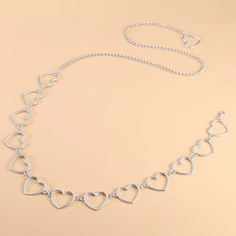 Sexy Body Waist Chain Jewelry For Women Fashion Minimalism Belly Belt Simple Heart Chain Bohemia Summer Beach Vacation Bijoux