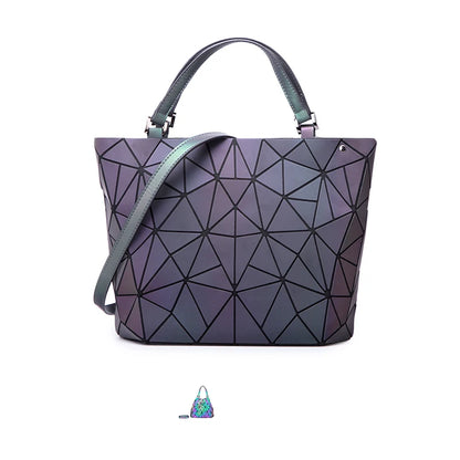 Luminous Reflective Bag Geometric Tote Folding Shoulder Bags for Women 2024 Plain Folding Handbags Sac a Main Female Bolsas